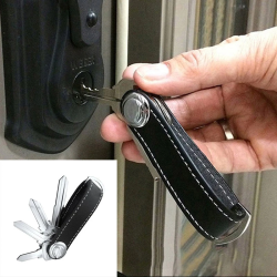 Porte-clés de voiture en simili cuir noir
