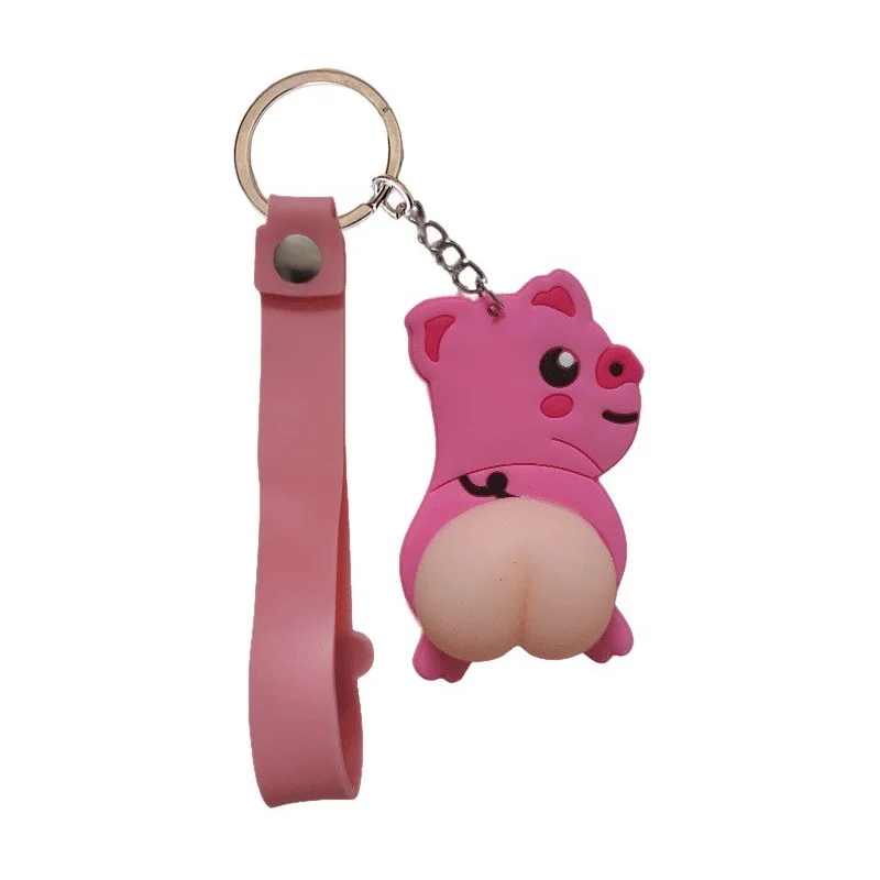 Porte-clés cochon rose fesses