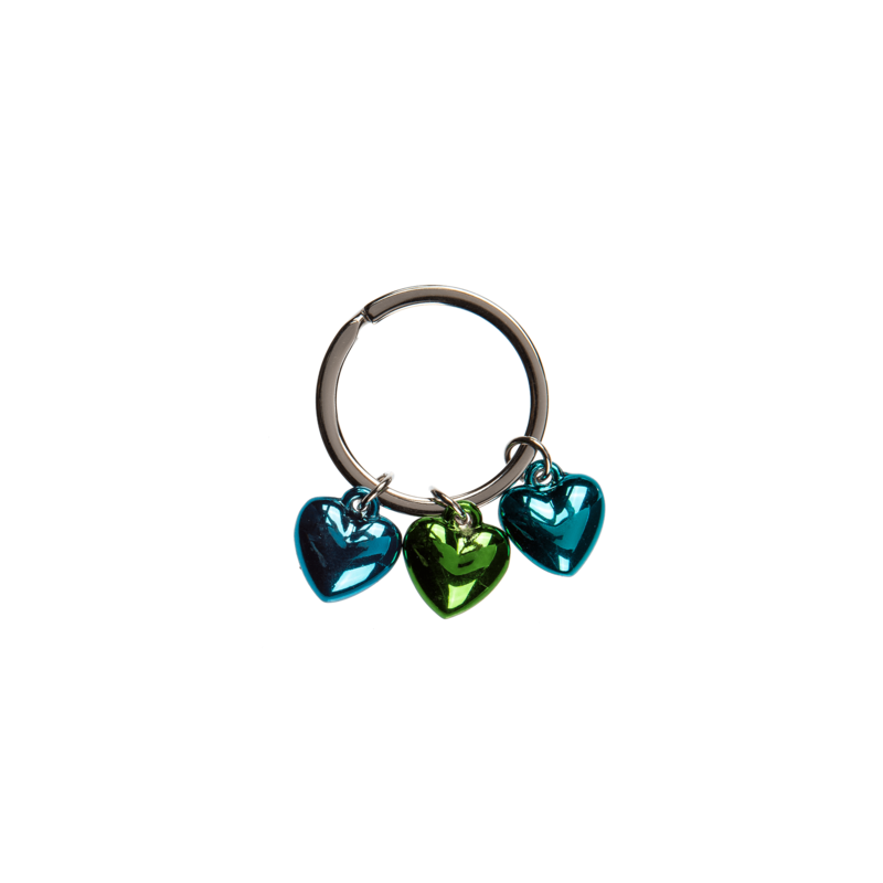 Porte-clés amoureux les 3 cœurs en métal