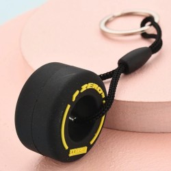 Porte-clés pneu sport de voiture jaune