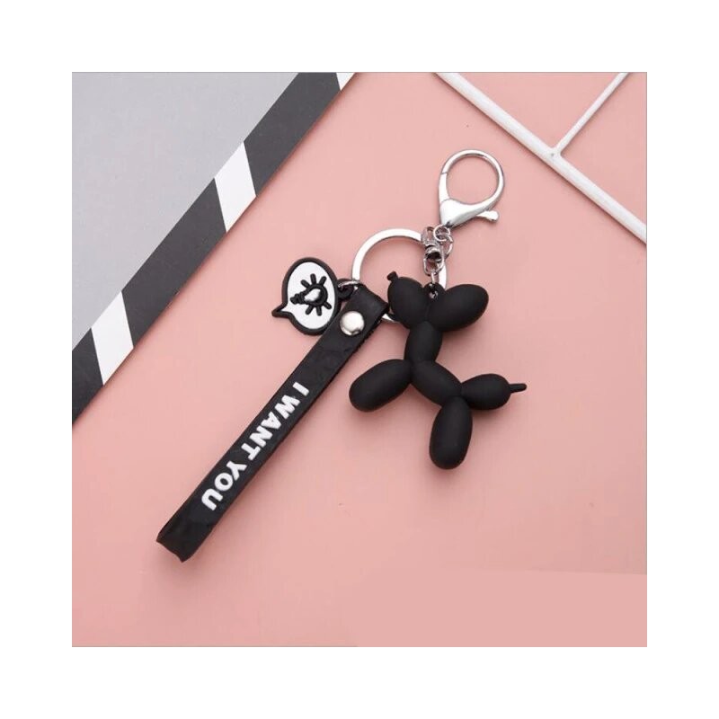Porte-clés chien en ballon noir