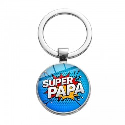 Porte-clés rond super papa