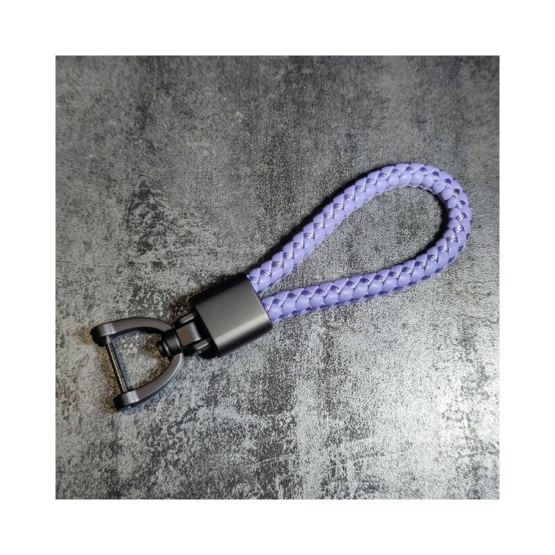 Porte-clés poignée violette fait main avec boucle fer à cheval