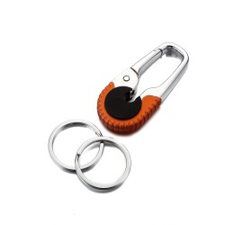 Porte clé mousqueton orange avec deux anneaux